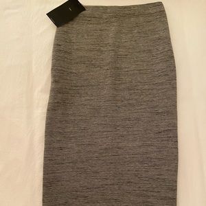 Zara Basic Grey Fitted Pencil Midi Skirt